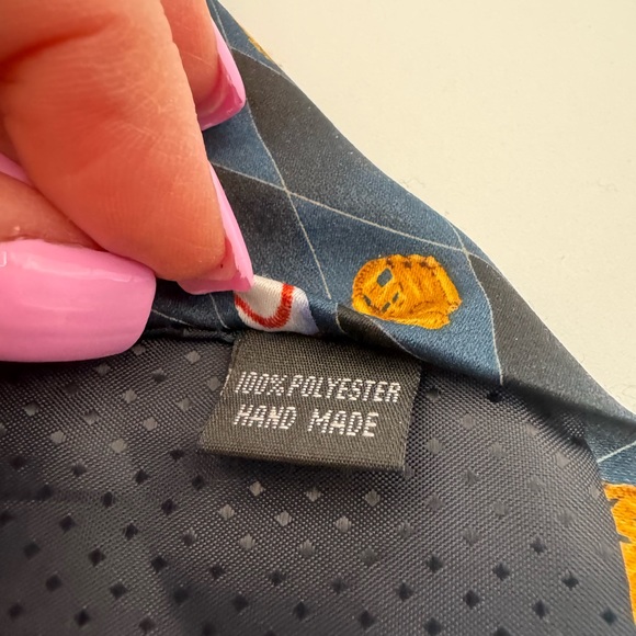 PARQUET Men's Baseball & Mitt Novelty Tie Diamond‎ Pattern 100% Polyester 60” - Picture 7 of 10